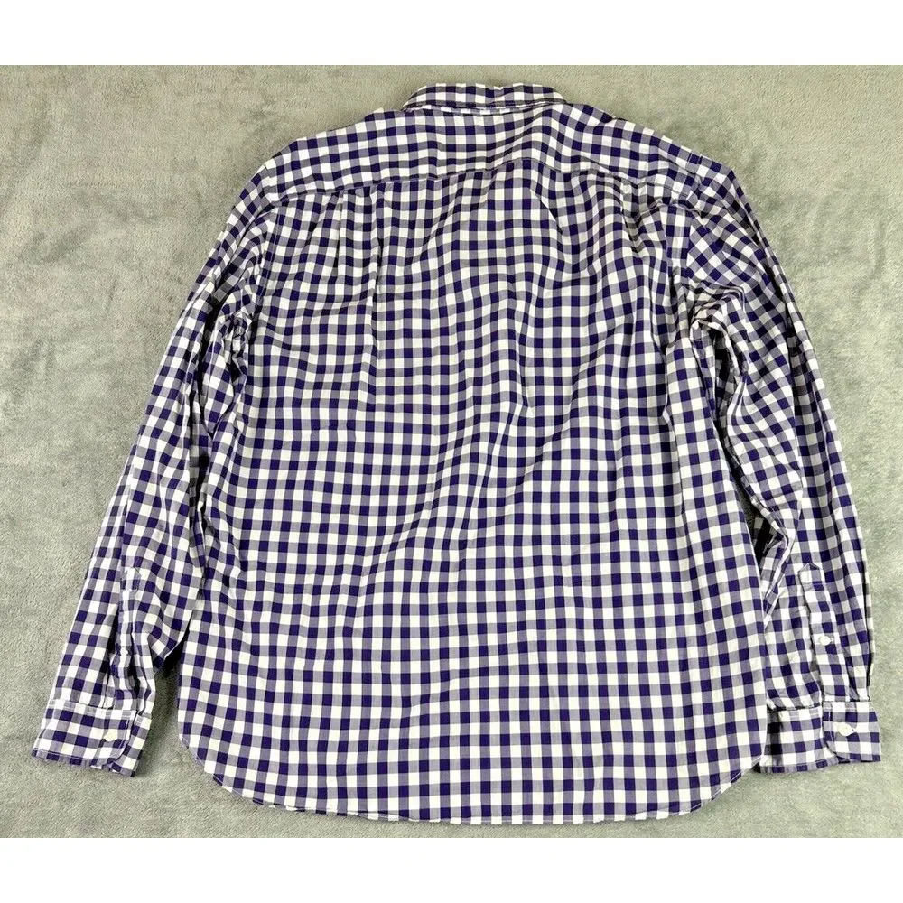 J.Crew Light Weight Purple White Gingham Plaid Check Mens Shirt XL Preppy School
